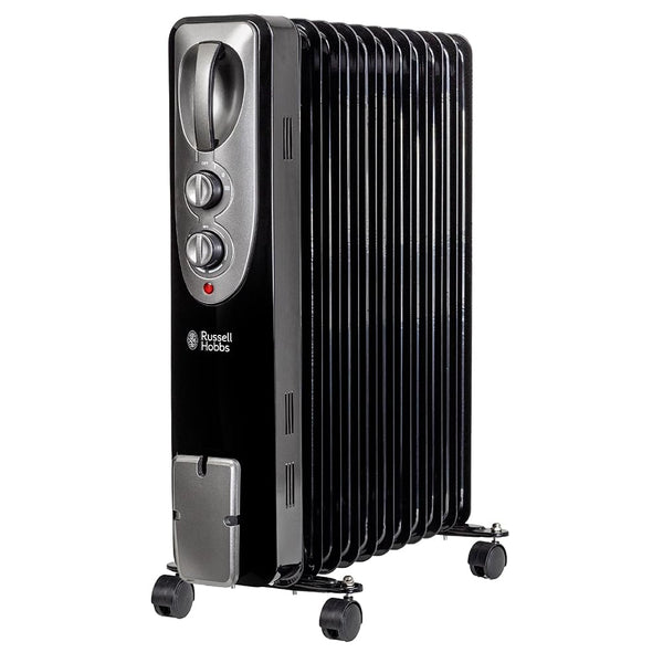 Russell Hobbs 1500W/1.5KW Oil Filled Radiator, 7 Fin Portable Electric Heater - White, Adjustable Thermostat with 3 Heat Settings, Safety Cut-off, 15 m sq Room Size, RHOFR5001, 2 Year Guarantee