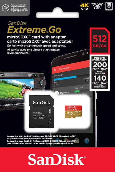 SanDisk 128GB Extreme microSDXC card +SD adapter, microSD card for smartphones, action cameras, drones, V30, up to 190 MB/s, SanDisk QuickFlow Technology, RescuePro Deluxe, UHS-I, 4k, V30, A2, U3