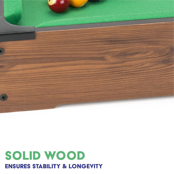 Power Play | Pool Table Game, Portable Wooden Classic Games Table, Indoor Outdoor Game for Kids and Adults, Brown 25inch