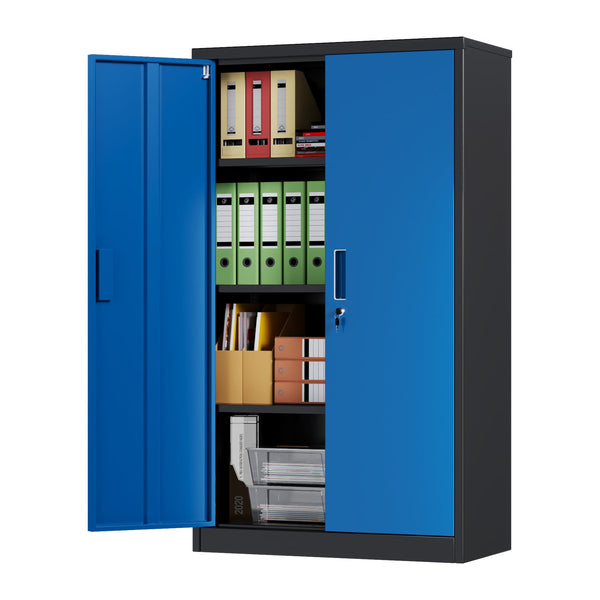 Metal Storage Cabinet with 2 Door and 3 Adjustable Shelves,140X80x40CM Steel Cabinet for Warehouse,Garage,Home,Office,Easy Assemble Required(Black/White)