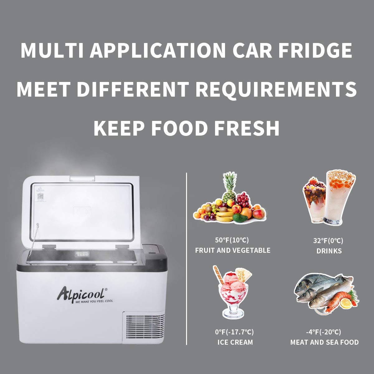 Alpicool K25 25 Liter Portable Car Fridge Freezer 12/24V Car Refrigerator Cooler Box,Electric Mini Fridge Freezer for Camping Campervan, Vehicle, Truck, RV, Boat, Travel, Pinic, -20°C-20°C