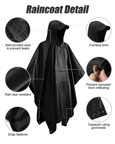 Victoper Waterproof Poncho Adult, Reusable Rain Poncho Adult Waterproof Poncho Waterproof Adult Lightweight Waterproof Raincoat for Outdoor Hiking Camping Cycling Traveling