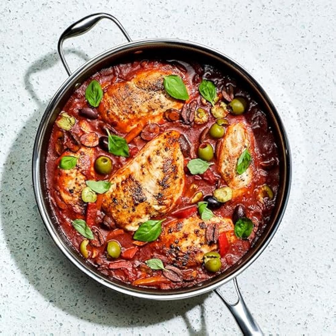 HexClad Hybrid Nonstick 5.5 Litre Deep Sauté Pan and Lid, Dishwasher and Oven-Safe, Induction Ready, Compatible with All Cooktops