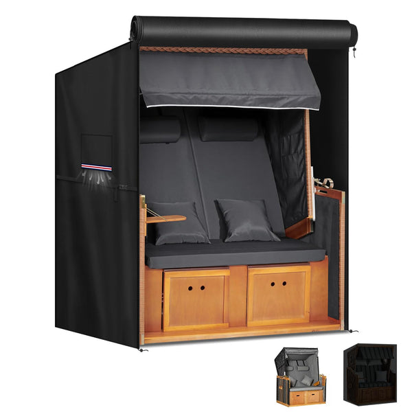 LAMUNI Beach Chair Cover Windproof Roofed Wicker Beach Chairs Covers, 420D Oxford Protective Cover for Beach Chairs Waterproof Outdoor Swinging Chair