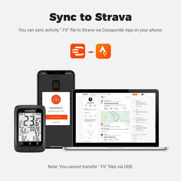 COOSPO ANT+ GPS Wireless Bike Computer with Bluetooth, Multifunction ANT+ GPS Bike Computer with 2.4 Inch LCD Display, Bike Speedometer with Automatic Backlight IP67