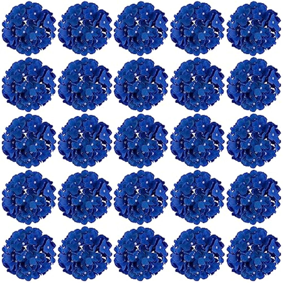 FagusHome 30 Pcs Silk Hydrangea Heads Artificial Flowers Heads and Stems Fake Hydrangea Flowers for Home Wedding Decor (Dark Blue)