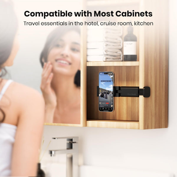 Airplane Phone Holder - Klearlook 4 in 1 Adjustable Phone Stand for Travel,360 Rotation Handsfree Viewing Flight Phone Holder,Foldable Travel Essential,Accessory for Flying/Traveling/Home/Office-Black