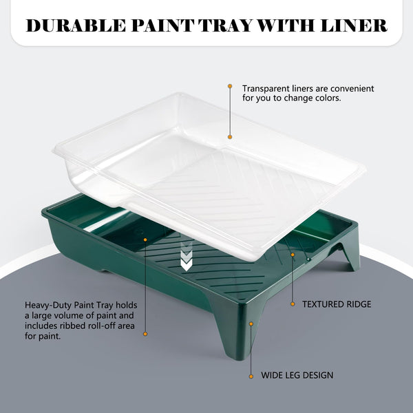 Mister Rui 10 pcs Paint Roller Set, 9" Microfiber Paint Rollers Kit, 9" Microfiber Paint Roller Set with Frame, Paint Rollers and Trays Set, Paint Brush for Walls & Ceilings