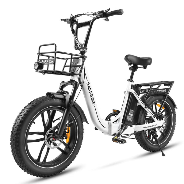 SAMEBIKE Shiman0 7-Speed Foldable Electric Bike for Adults, 20"*2.35 Fat Tire Ebike, Max Range 110KM, Dual Shock Absorber, E-bike for Commuting and Off-Road Adventures