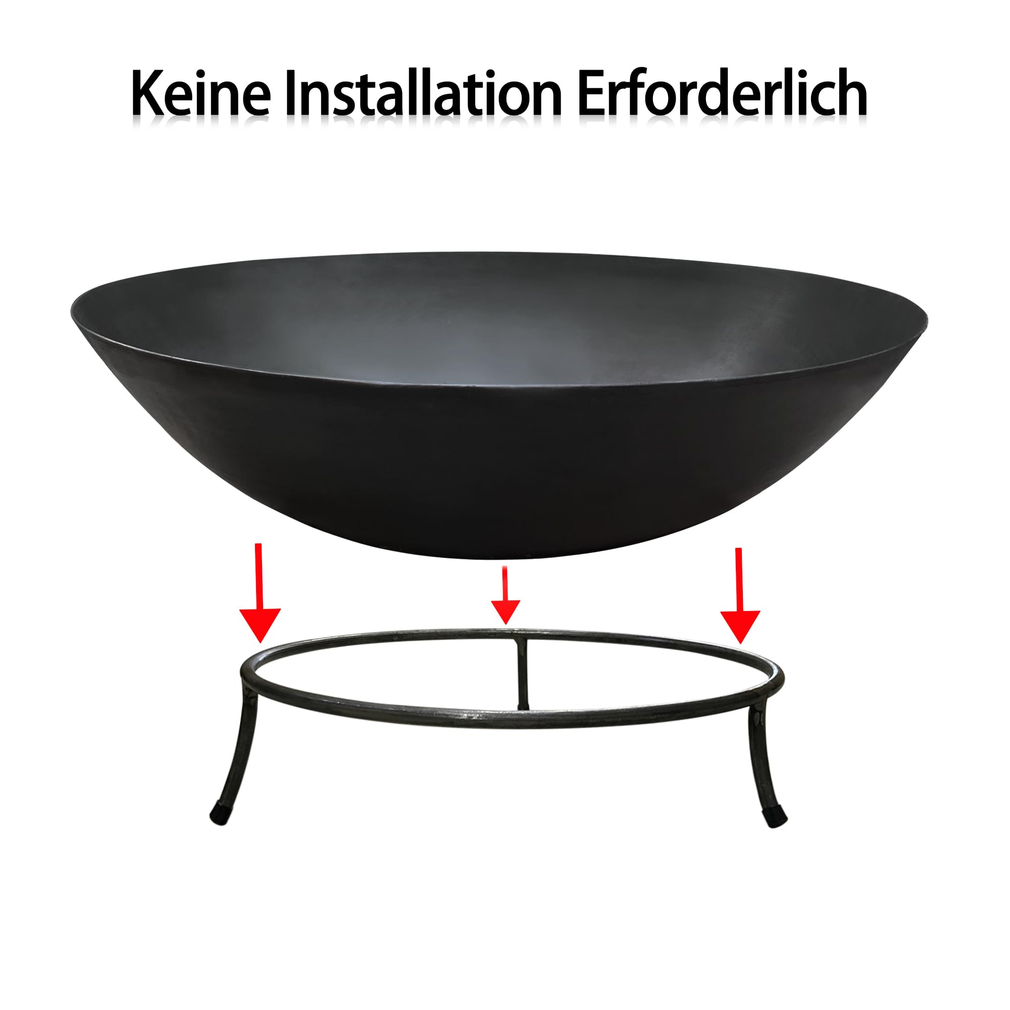 K?hko fire bowl Marbela ca. 50x50x24 cm steel with 3 feet for barbecue fire BBQ camping wonderful evening at the beach garden yard terrace gill