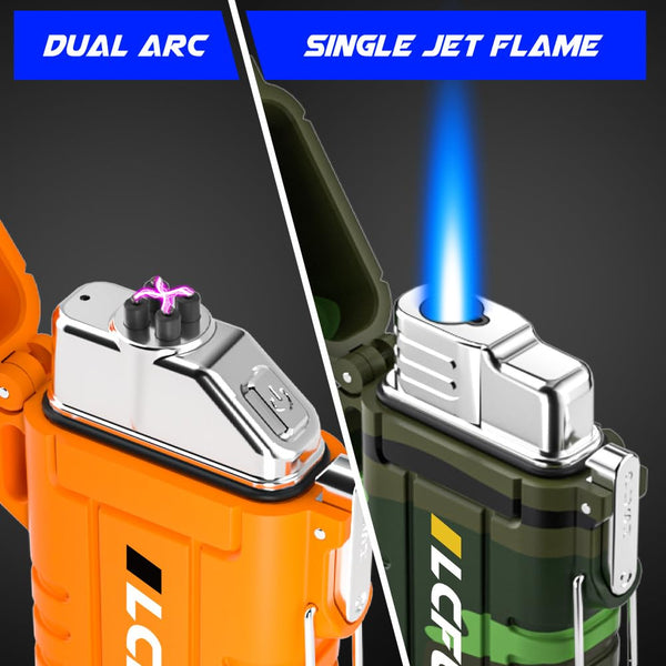 Electric Lighter Rechargeable USB, Electronic Plasma Arc Lighter Windproof and Waterproof for Hiking, Camping, Outdoor, Survival, Tactical, EDC Gear, Gifts for Him Men (Black)