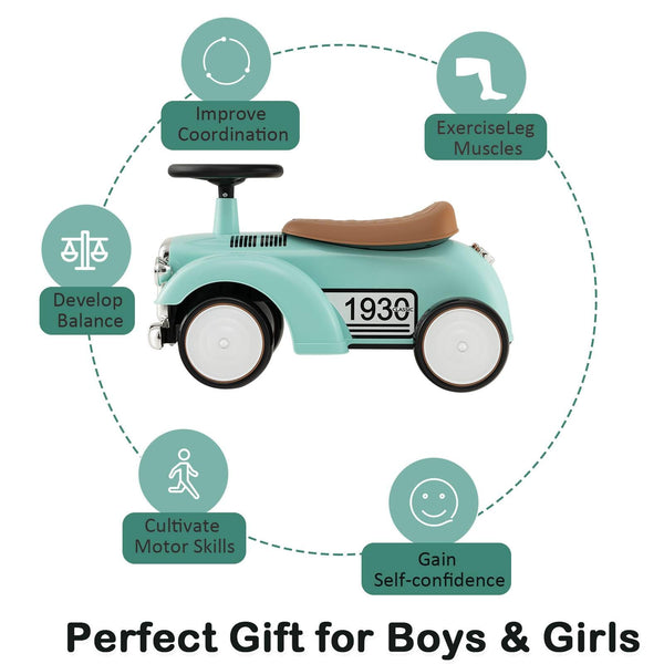 Kids Ride on Car, Toddler Foot to Floor Sliding Car with Air Horn, Hidden Storage Compartment, DIY Stickers, EVA Wheels, Children Sliding Walker Toy Car for 18-36 Months Boys Girls (White)