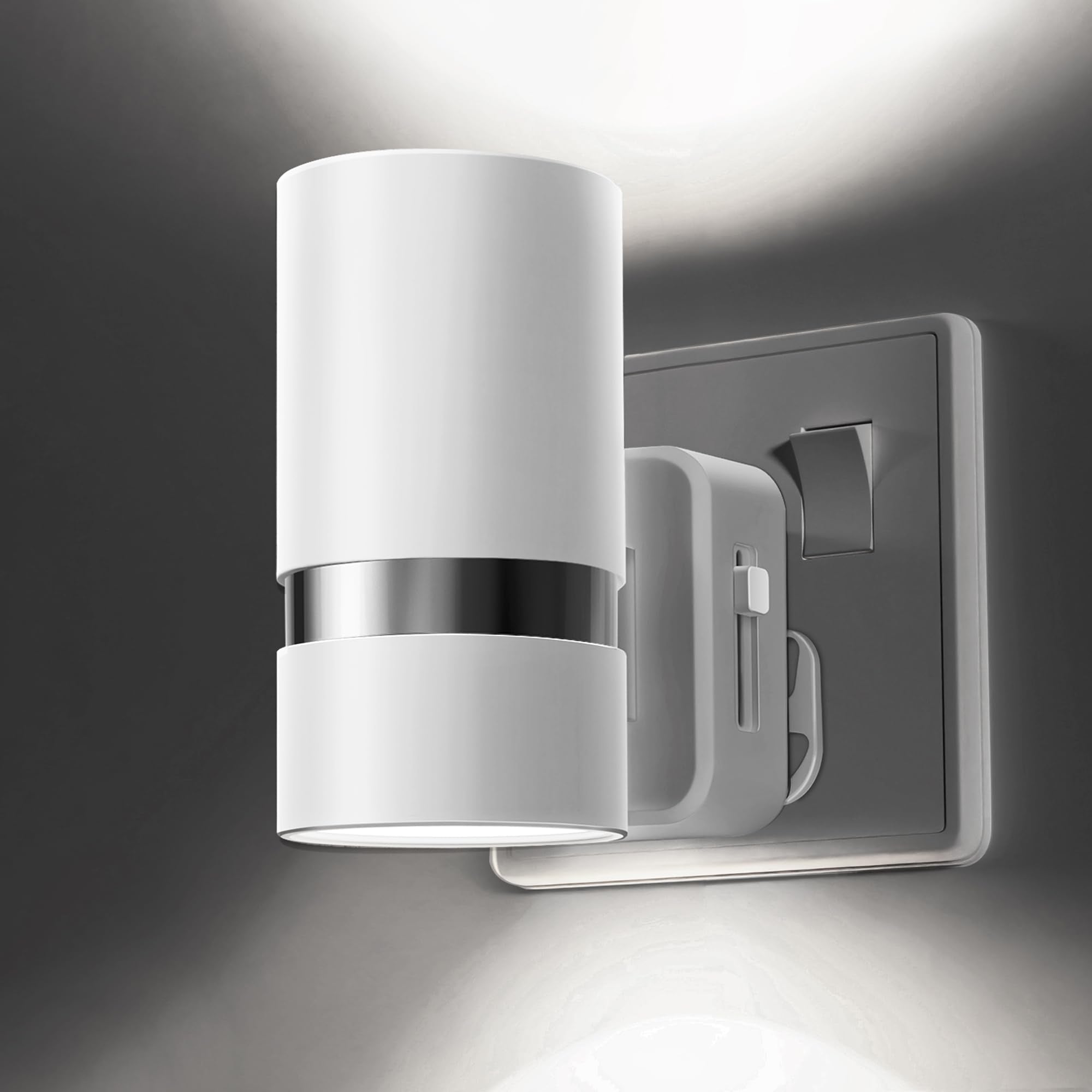 LOHAS-LED Night Light Plug in Wall, 1 Pack, Dimmable Nightlight, Dusk to Dawn Sensor, Brightness Adjustable 0-100LM, 3000K Warm White, Plug-in Modern Night Light for Hallway Bedroom Stair Bathroom