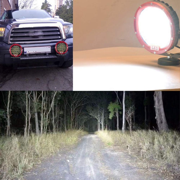 RIGIDON 2 Pcs Black Case Round Led Work Light, 9 inch 294W Spot Beam, 12V 24V Driving Lights Lamp Headlight for Car Off road Boat Truck 4x4 SUV ATV Tractors Excavator, 6000K White, Fog Lamp