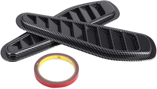 hood scoop,Air Flow Intake Cover, 2pcs Carbon Fiber Style Car Air Flow Intake Decorative Scoop Bonnet Vent Hood Cover Universal Air Flow Vent Cover
