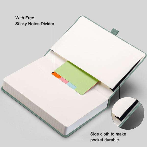 RETTACY Lined Journal Notebook - A5 Note Book Hardcover Thick Notepad 320 Numbered Pages for Writing,100gsm Lined Paper, Leather Hardcover, for Women Men Work Office School,14.5 x 21cm - Black