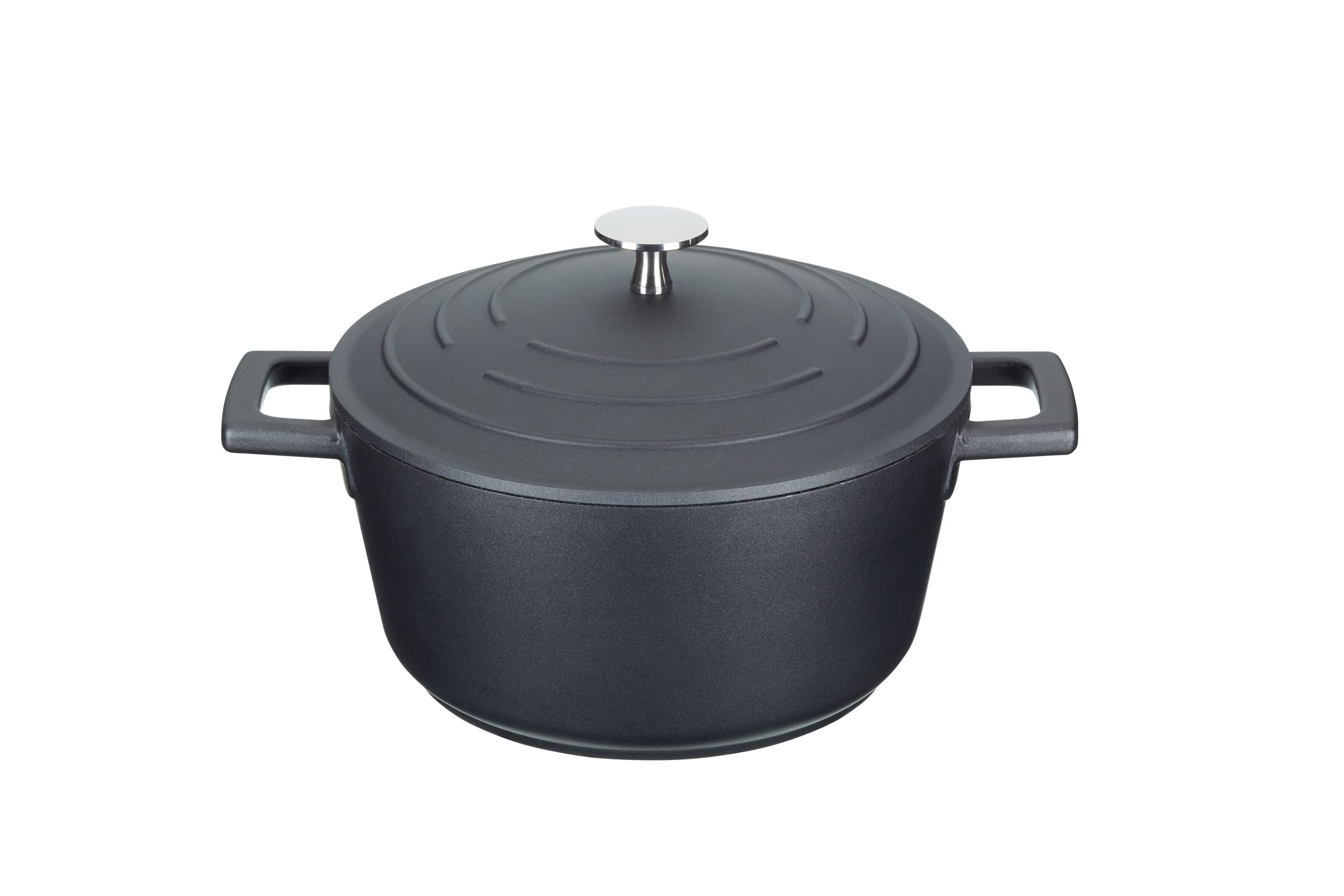 MasterClass Casserole Dish With Lid, Medium 4L/24 cm, Lightweight Cast Aluminium, Induction Hob And Oven Safe, Black