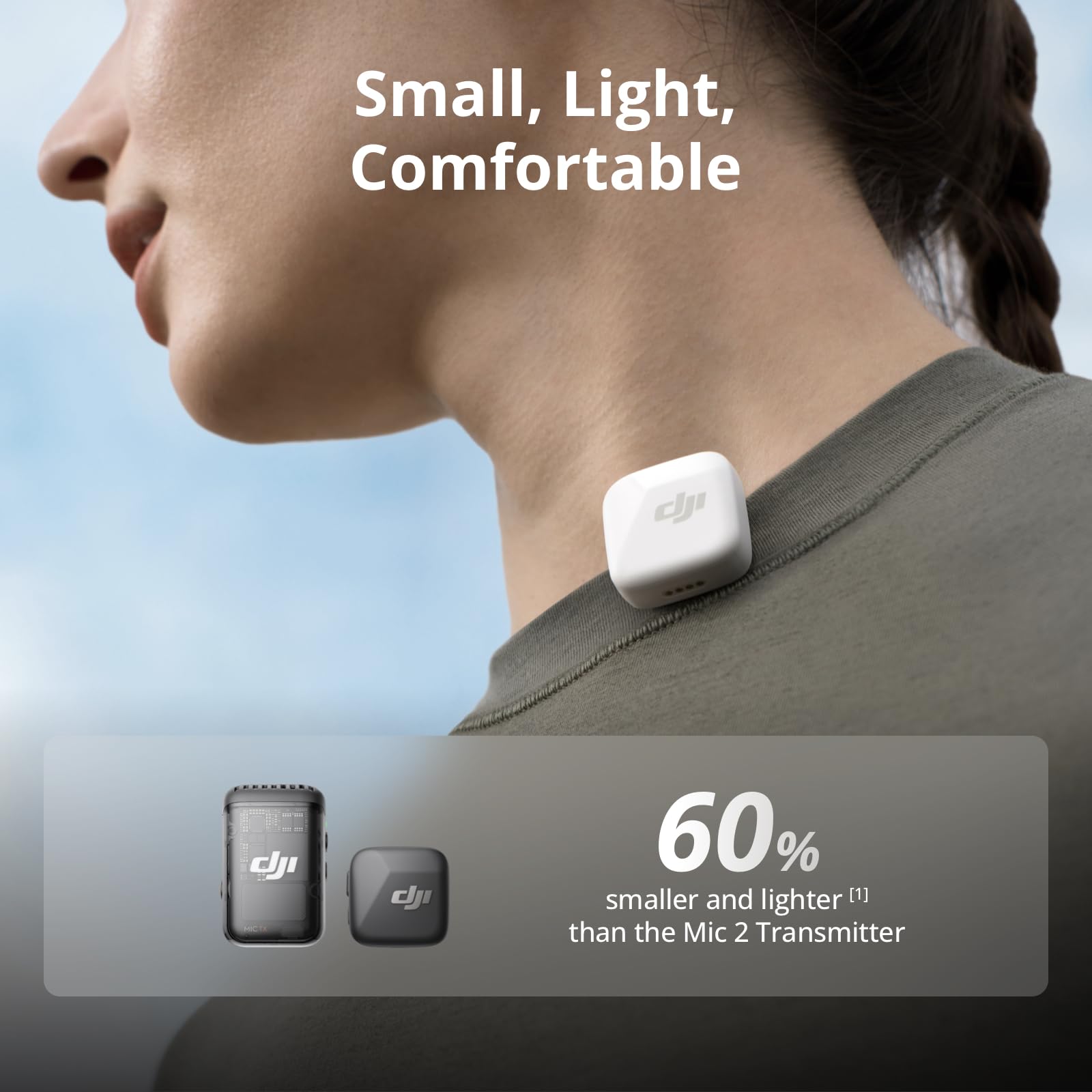 DJI Mic Mini Transmitter (Infinity Black), Wireless Lavalier Microphone, Ultralight, Detail-Rich Audio, OsmoAudio, Noise Cancelling, Clip On Bluetooth Phone Microphone for Camera/iPhone/Android