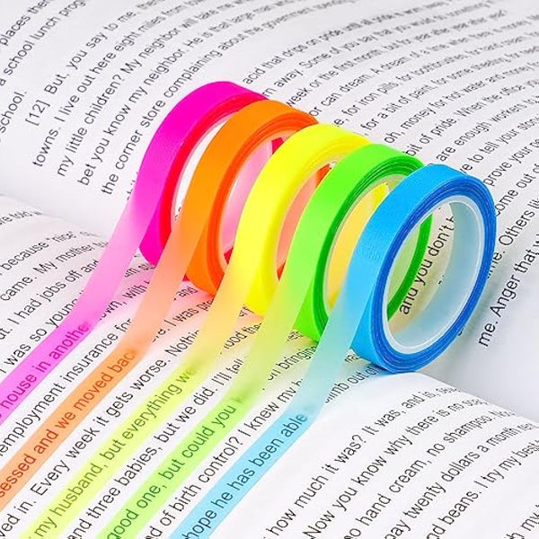 Hoiny Highlighter Tape, 10 Rolls Transparent Highlighter Strips, Removable Transparent Sticky Notes, Colorful Index Tabs, Book Annotation Kit for Revision Supplies Study Essentials