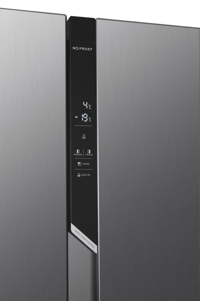 Hoover H-FRIDGE 500 MAXI Freestanding American Fridge Freezer with Water Dispenser, Side by Side, Total No Frost Technology, E Class, 532L Total Capacity, Inox, 91x67x177 cm - HHSBSO6174XWDK-1