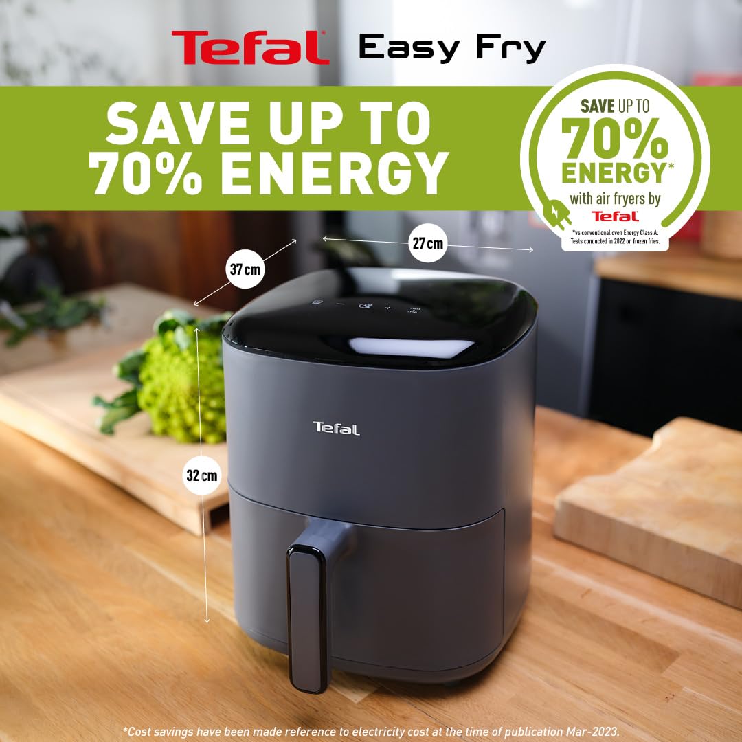 Tefal Easy Fry Max Digital Air Fryer, 5L, 10in1, Uses No Oil, Air Fry, Extra Crisp, Roast, Bake, Reheat, Dehydrate, 6 Portions, Non-Stick, Dishwasher Safe Baskets, Black EY245840
