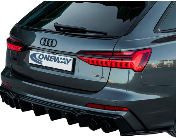 Oneway Rear Side Diffusors compatible with Audi A6 S-Line/S6 C8 (Sedan/Avant) 2018- - Gloss black