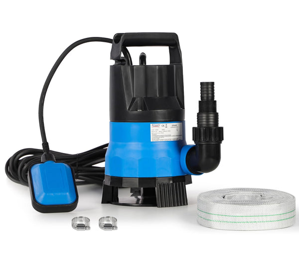 400W 7500L/H Submersible Water Pump with Hose, Water Pump to Empty Hot Tube with 10M Hose, Float Switch for Clean Dirty Water Garden Pond Pool Flooded Cellars