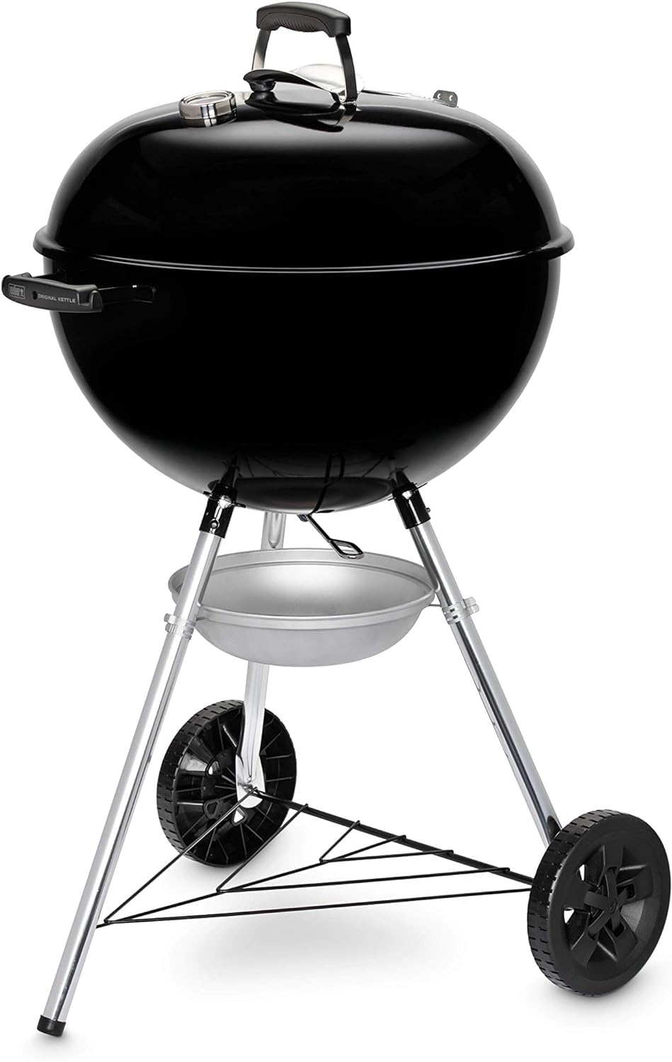 Weber Original Kettle Charcoal Grill, Ø 57cm Grill Area, BBQ Grill with Porcelain-Enamelled Lid & Bowl, Lid Thermometer, One-Touch Cleaning System - Black (14101004)