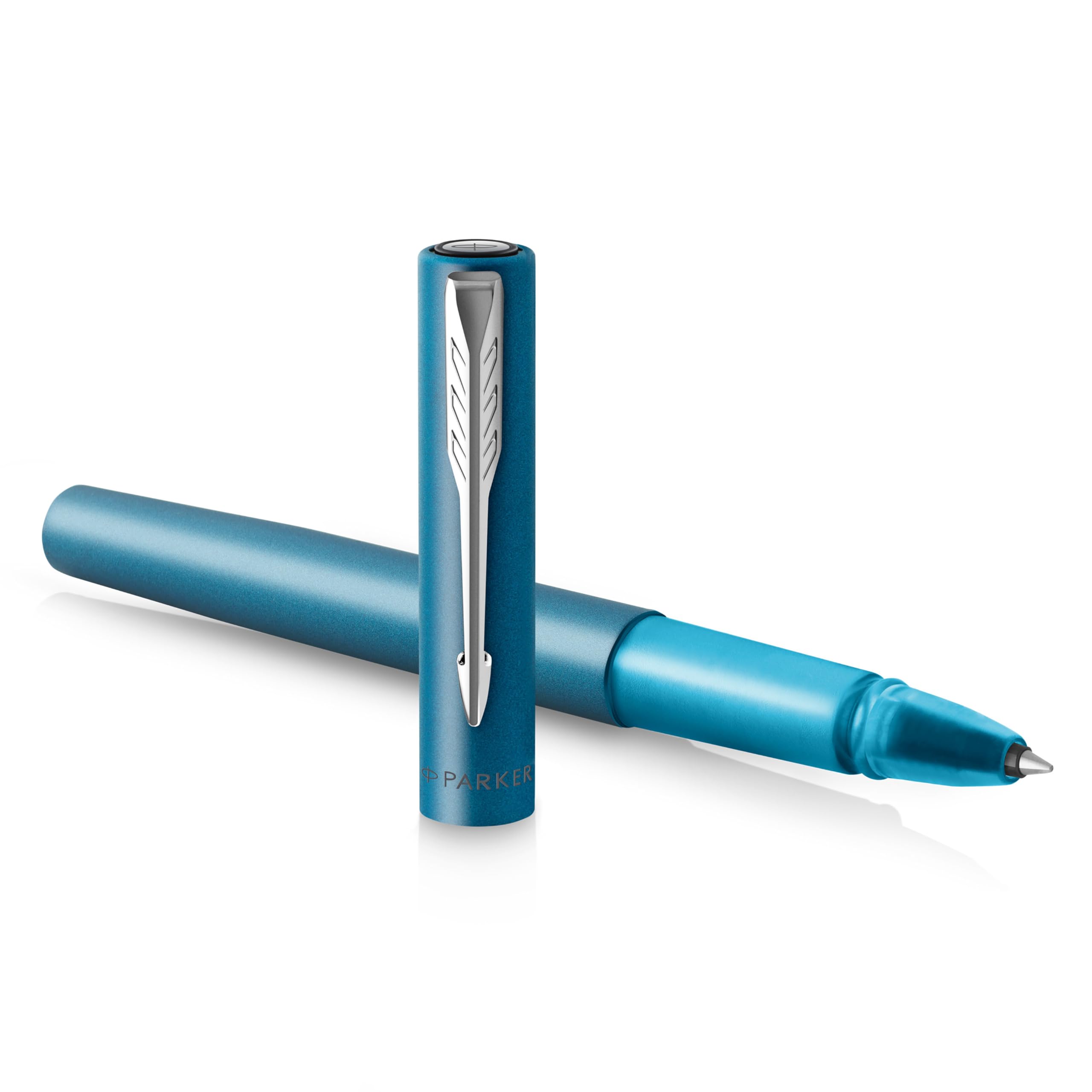 Parker Vector Fountain Pen | Black with Chrome Trim | Medium Nib | Blue Ink | Hangtab