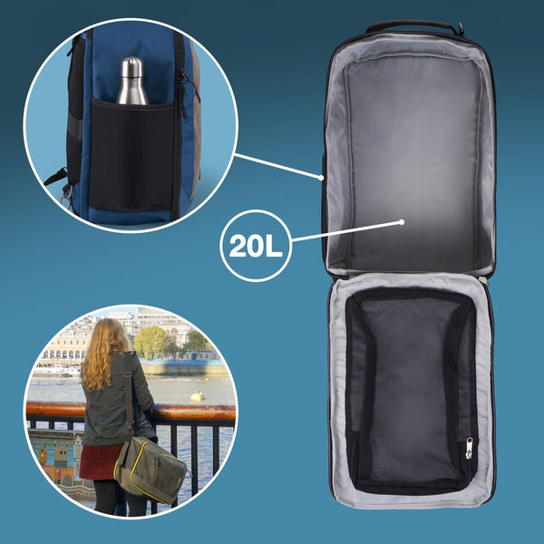 Cabin Max Manhattan 20L Underseat Backpack - 40x20x25 for Ryanair Cabin Bag with Padded Tech Pocket, Lockable Compartment & Versatile Straps - Stylish Travel Companion for Airlines