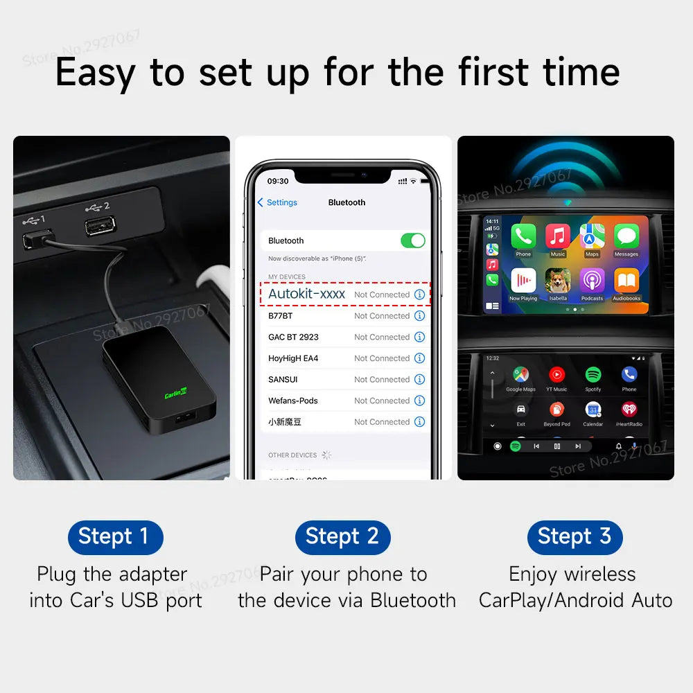 CarlinKit 5.0 & 4.0 Wireless CarPlay Adapter Android Auto Dongle Smart Car Play Box for iOS & Android Multi-Device Supported