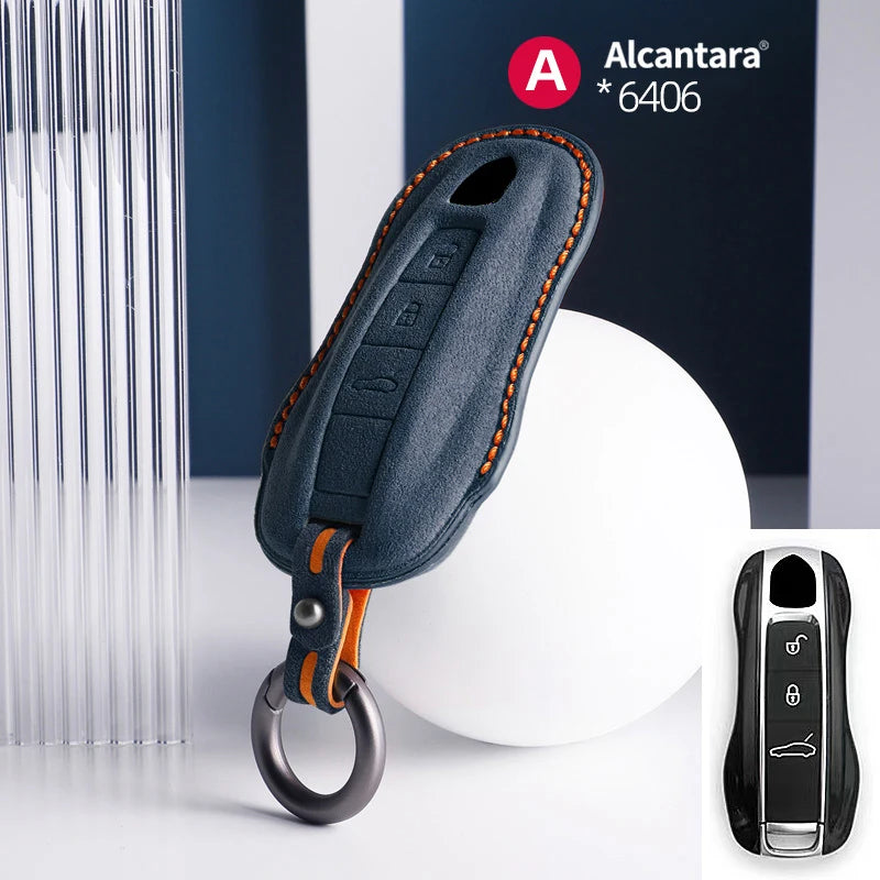 Alcantara High-quality Car Key Case Cover For Porsche Panamera Spyder Carrera Macan Cayman Cayenne 911 970 981 991 Accessories