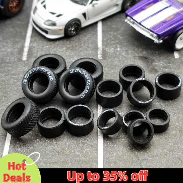 1/64 Rubber Tires for Hot Wheels and Off-road Vehicle Detail-up Replacement Parts Model Car Toys 10.7mm/12.7mm /17mm(1 Sets)