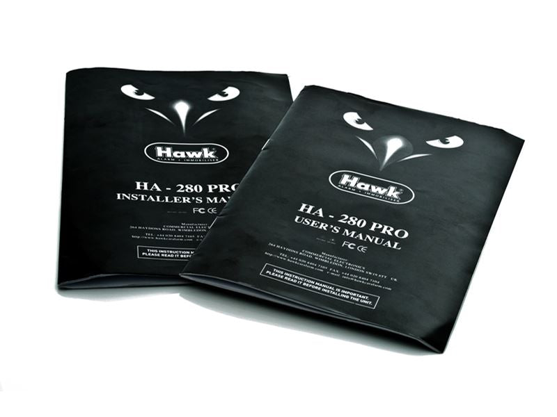 HAWK Aftermarket Universal Vehicle Car Van Motorhome Alarm with Remote Start + Central Locking + Engine Immobiliser + 2 x remote controls