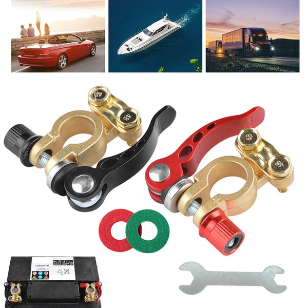 2Pcs Battery Terminal Connectors Positive Negative Car Battery Terminals Clamp Connector Quick Release Disconnect 12V 6V 24V