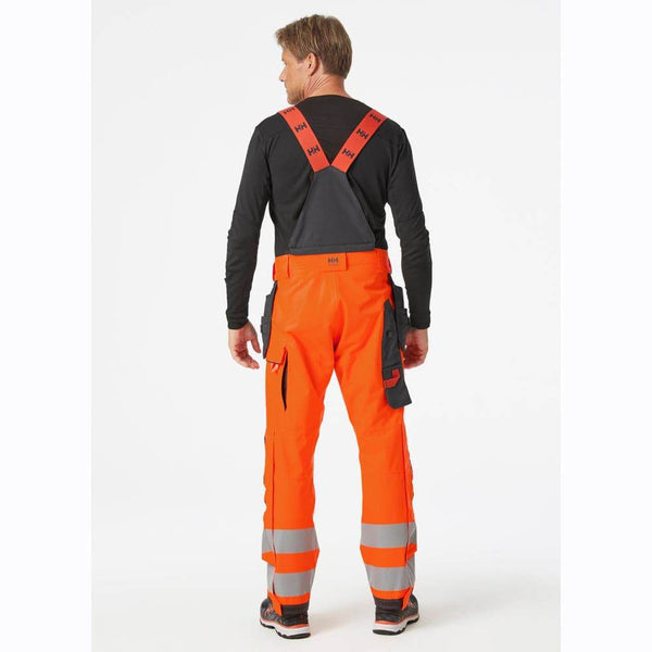 Helly Hansen 71493 Alna 2.0 Hi-Vis Waterproof Shell Construction Bib& Brace Pant Trouser ORANGE/EBONY / 36" Waist - 32" Leg