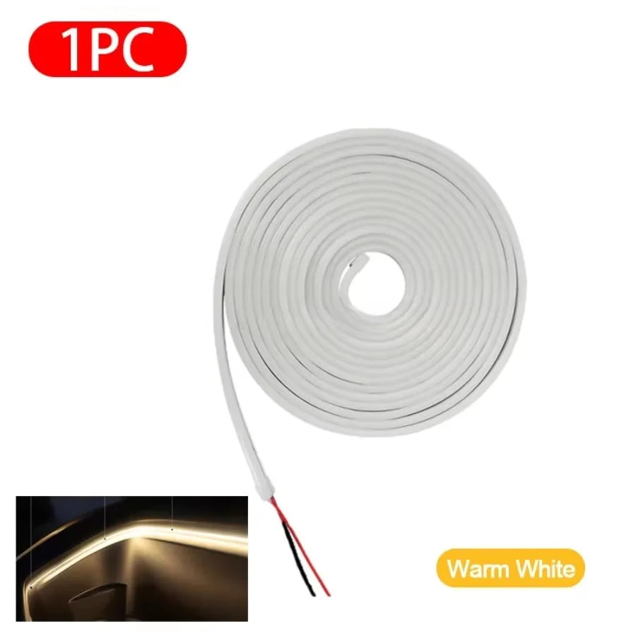 Flexible LED Ambient Light Strip 5m DC12V for Tesla Model Y 3 S After Trunk Frunk Silicone Interior Car Decorative Lamp DIY Lamp