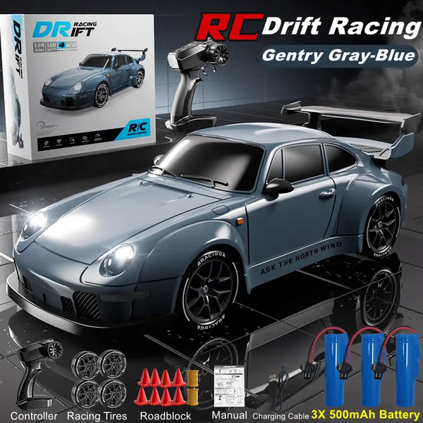 4WD RC Drift Car With LED Light 2.4G Radio 20KM/h High Speed Remote Control Racing Cars Vehicle Model Toy Gift for Boy Girl Kid
