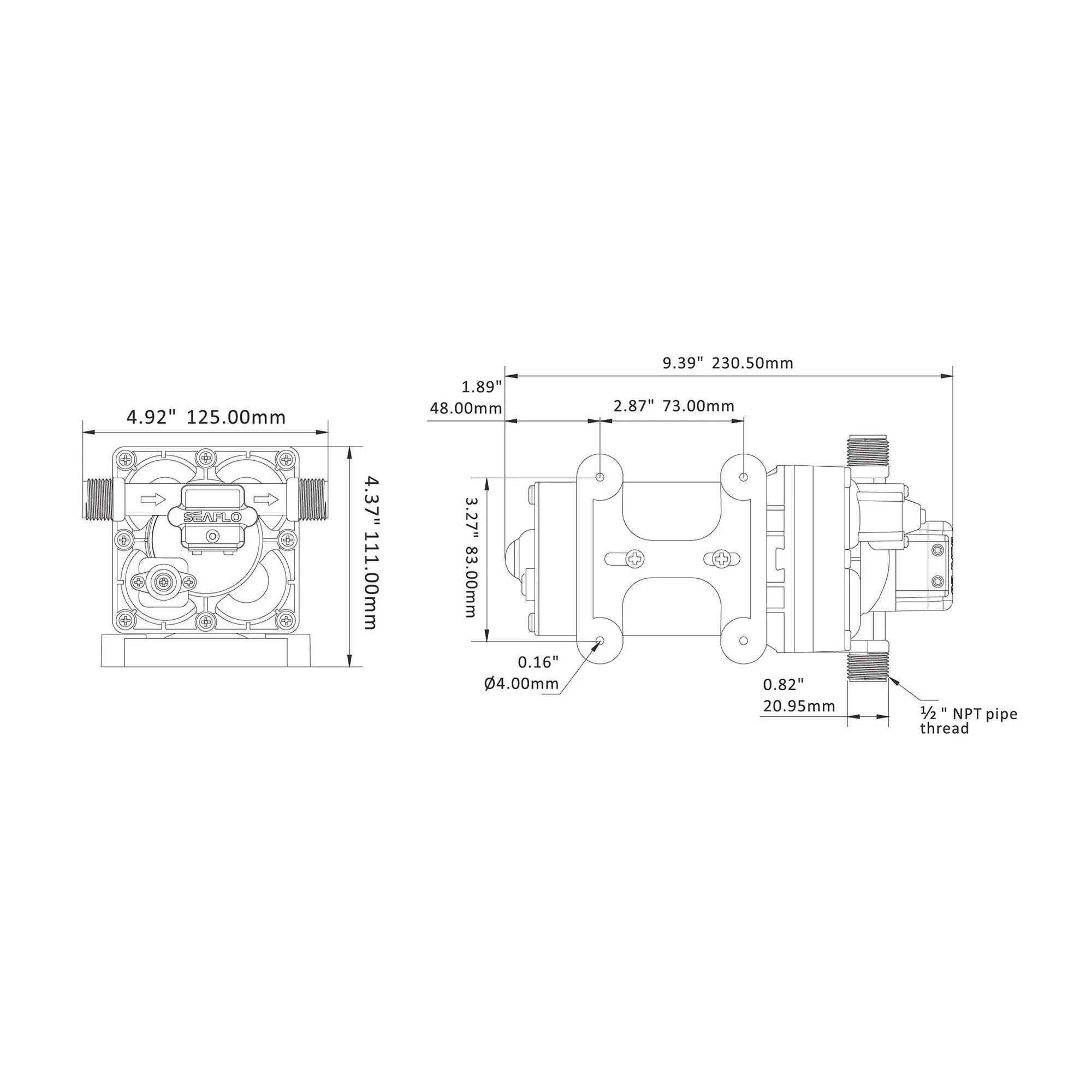 Seaflo Water 42 Series 12V Pressure Pump 5.0 GPM | 4Boats