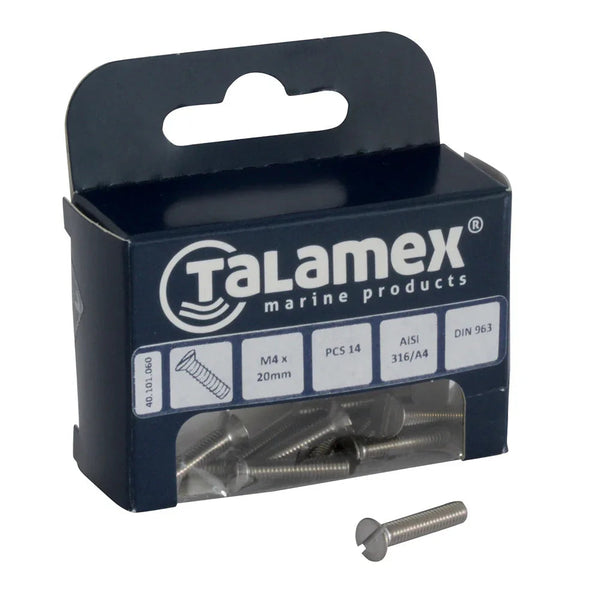 Talamex Head Head Head Screw CS M4 × 30mm Slotted | 4Boats