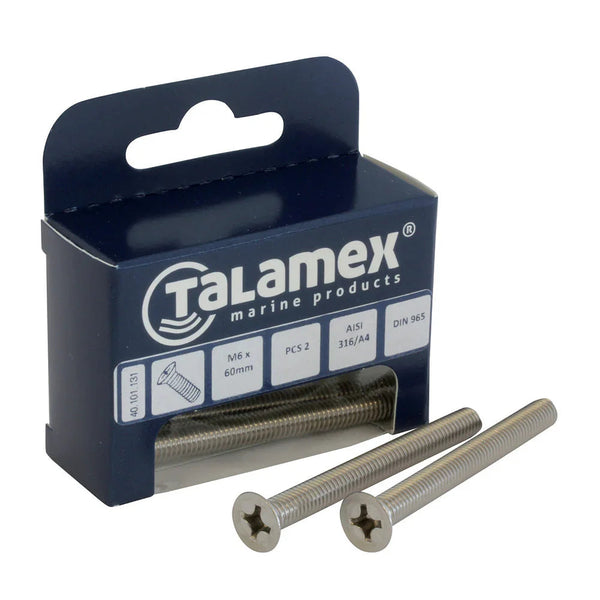 Talamex Flathead Flathead Flathead Screw M6 × 20 mm Phillips | 4Boats
