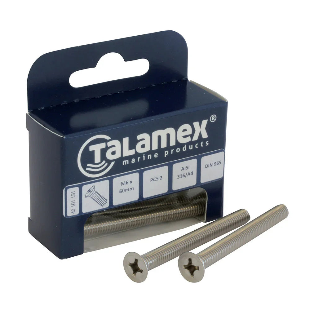 Talamex Flathead Flathead Flathead Screw M6 × 40 mm Phillips | 4Boats