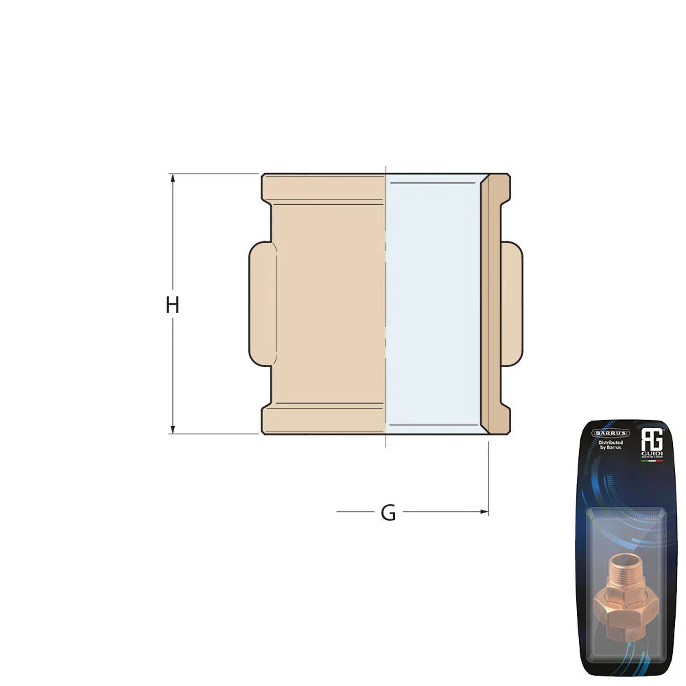 Guidi Brass Equal Socket F 1/2 in - Retail Pack