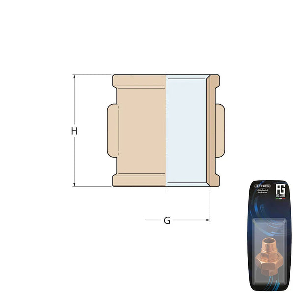 Guidi Brass Equal Socket F 2 in - Retail Pack