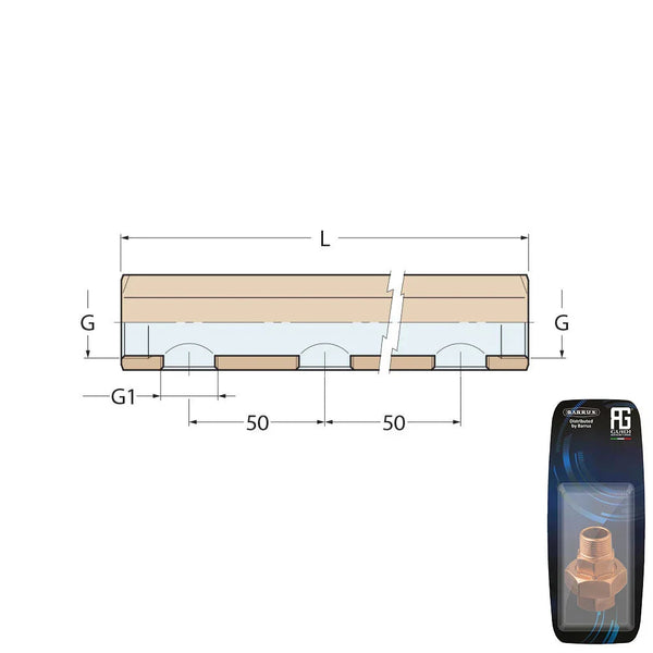 Guidi Brass Manifold F 1 in x 1/2 in 4 Ways