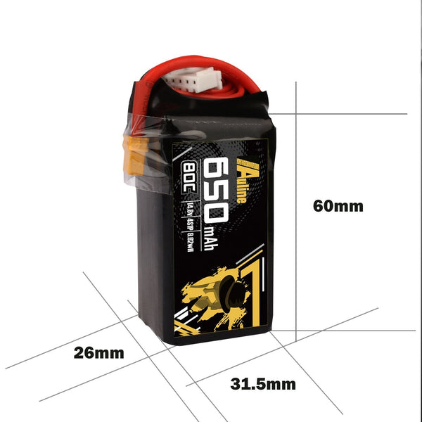 AuLine 650mAh 4S 14.8V 80C XT30 Lipo Battery
