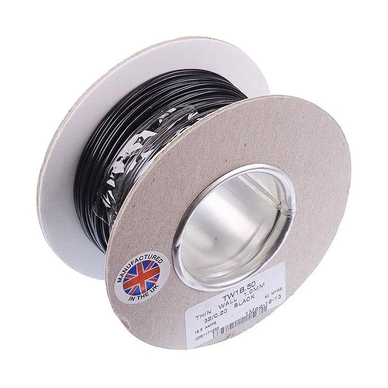 1.0 mm² 32/0.2 Thin-wall Cable – 50 m Black | 4Boats