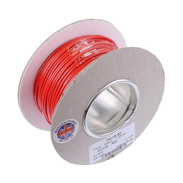 1 mm Thin-Wall 32/0.2 mm Cable – 50 m Red | 4Boats
