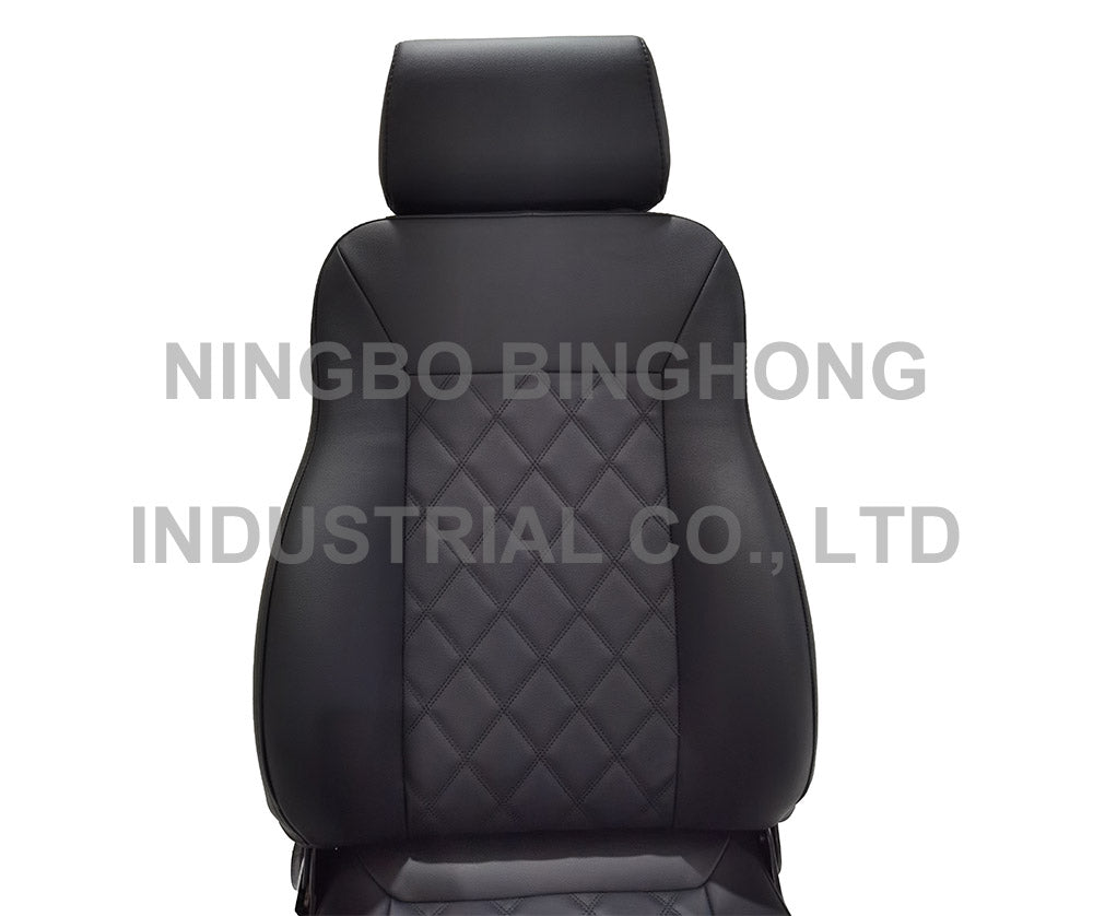 BINGHONG SINGLE / INDIVIDUAL (x1) JSXL-04 Classic Retro Speedster Universal Bucket Seat Black Quilted Diamond Stitch Synthetic Leather