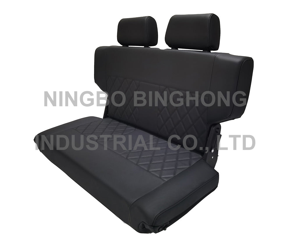 BINGHONG SINGLE / INDIVIDUAL (x1) JSXL-07 Car Buggy 4x4 Van Universal Rear Bench Seat Black Synthetic Quilted Diamond Stitch Leather